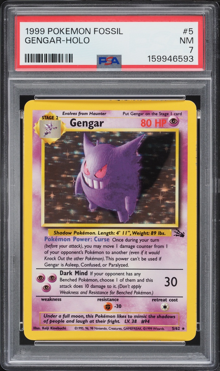 1999 Pokemon Fossil Holo Gengar #5 PSA 7 NRMT