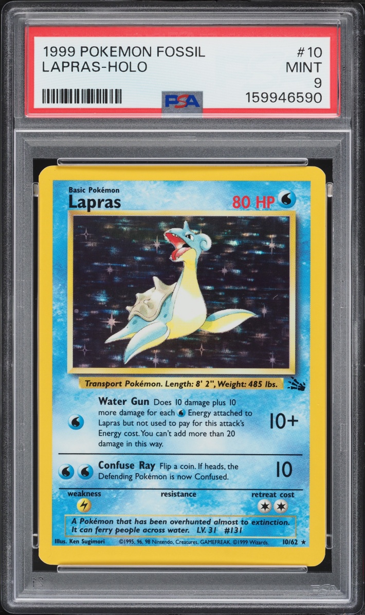 1999 Pokemon Fossil Holo Lapras #10 PSA 9 MINT