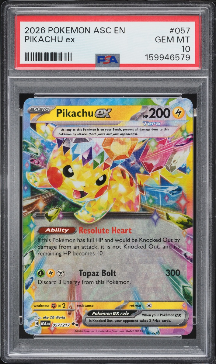 2026 Pokemon Mega Evolution Ascended Heroes Pikachu EX #057 PSA 10 GEM MINT