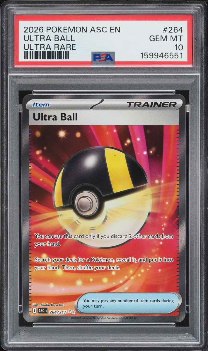 2026 Pokemon Mega Evolution Ascended Heroes Full Art Ultra Ball #264 PSA 10 GEM MINT