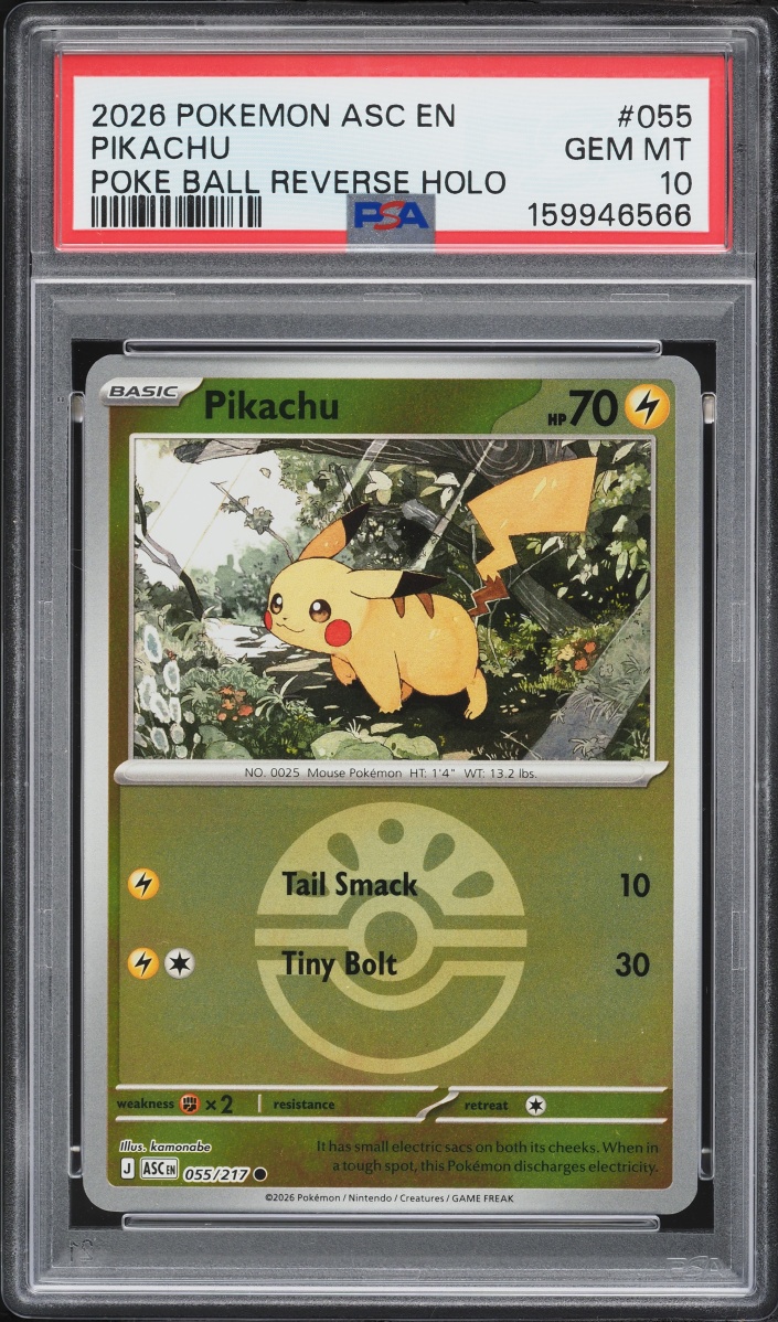 2026 Pokemon Mega Evolution Ascended Heroes Poke Ball Reverse Holo Pikachu #055 PSA 10 GEM MINT