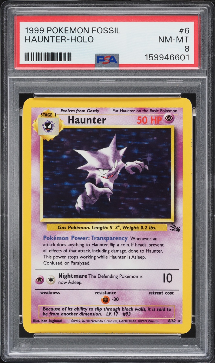 1999 Pokemon Fossil Holo Haunter #6 PSA 8 NM-MT