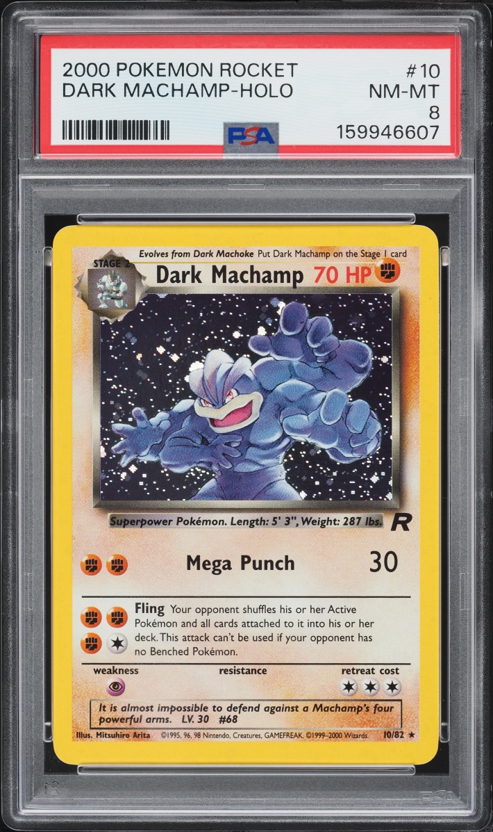 2000 Pokemon Team Rocket Holo Dark Machamp #10 PSA 8 NM-MT