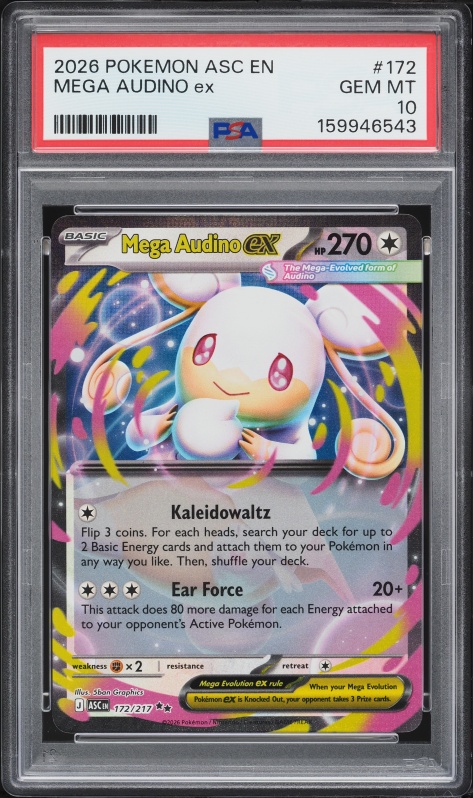 2026 Pokemon Mega Evolution Ascended Heroes Mega Audino EX #172 PSA 10 GEM MINT