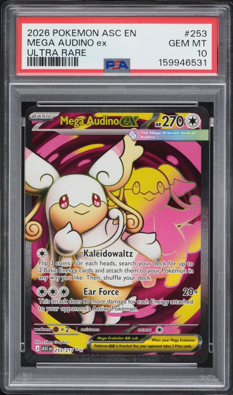 2026 Pokemon Mega Evolution Ascended Heroes Full Art Mega Audino EX #253 PSA 10 GEM MINT