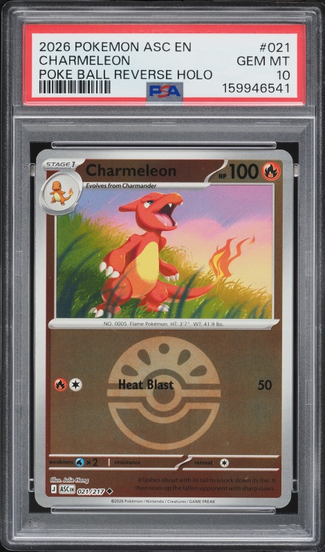 2026 Pokemon Mega Evolution Ascended Heroes Poke Ball Reverse Holo Charmeleon #021 PSA 10 GEM