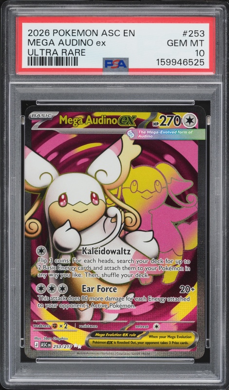 2026 Pokemon Mega Evolution Ascended Heroes Full Art Mega Audino EX #253 PSA 10 GEM MINT