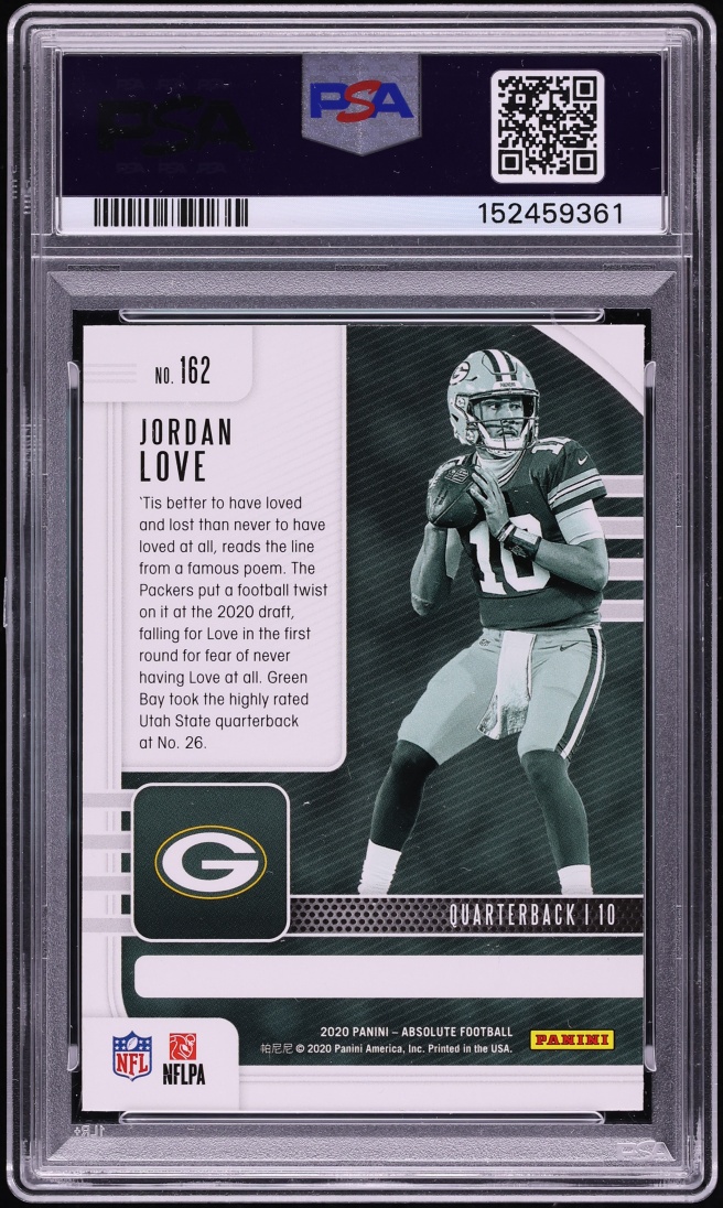 2020 Absolute Football Jordan Love ROOKIE #162 PSA 9 MINT