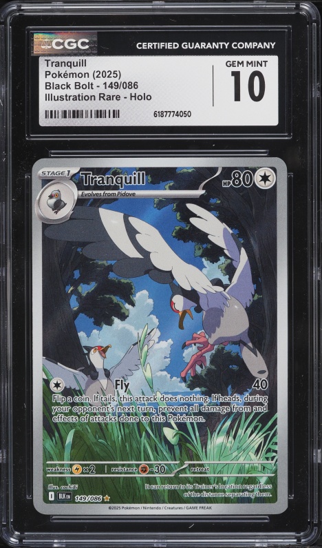2025 Pokemon Scarlet & Violet Black Bolt IR Tranquill #149 CGC 10 GEM MINT