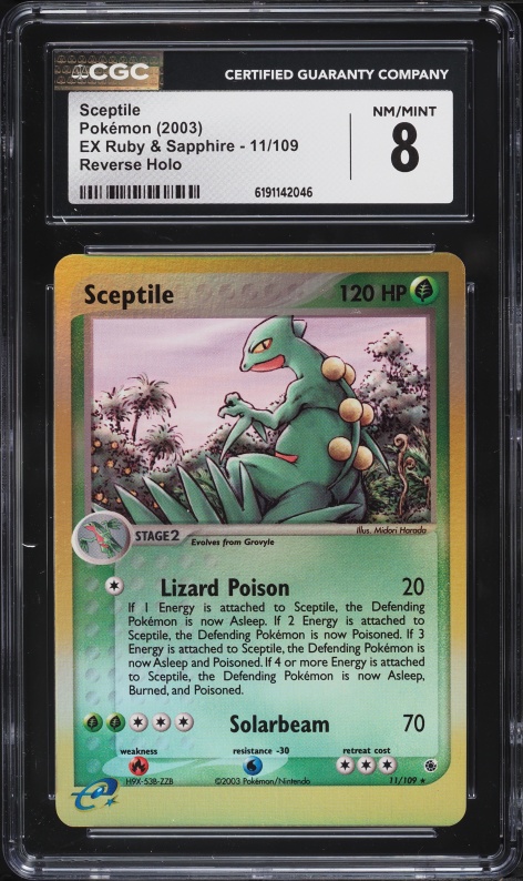 2003 Pokemon EX Ruby & Sapphire Reverse Holo Sceptile #11 CGC 8 NM-MT