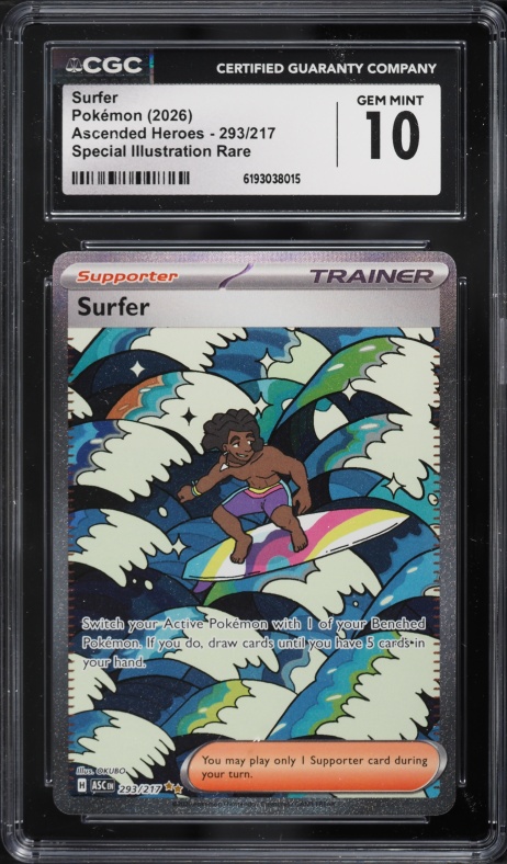 2026 Pokemon Mega Evolution Ascended Heroes SIR Surfer #293 CGC 10 GEM MINT
