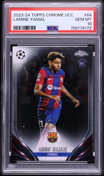 2023 Topps Chrome UEFA Club Competitions Lamine Yamal ROOKIE #64 PSA 10 GEM MINT