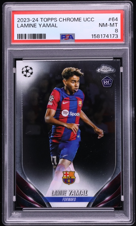 2023 Topps Chrome UEFA Club Competitions Lamine Yamal ROOKIE #64 PSA 8 NM-MT