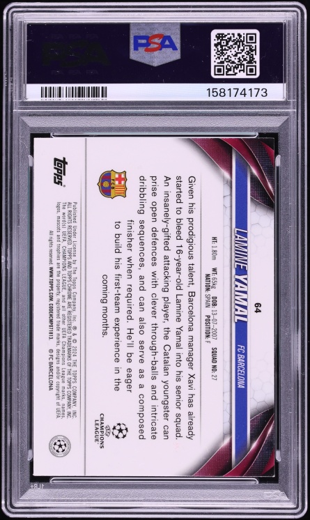 2023 Topps Chrome UEFA Club Competitions Lamine Yamal ROOKIE #64 PSA 8 NM-MT
