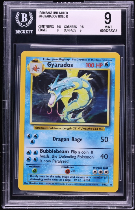 1999 Pokemon Base Set Holo Gyarados #6 BGS 9 MINT