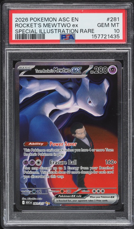 2026 Pokemon Mega Evolution Ascended Heroes SIR Team Rocket's Mewtwo ex #281 PSA 10 GEM MINT