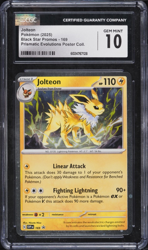 2025 Pokemon SV Promo Prismatic Evolutions Poster Collection Jolteon #169 CGC 10 GEM MINT