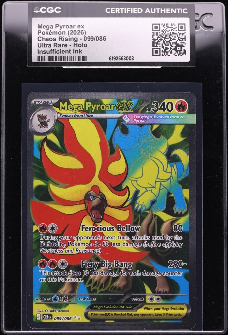 2026 Pokemon Mega Evolution Chaos Rising Full Art Mega Pyroar ex #99 CGC AUTH
