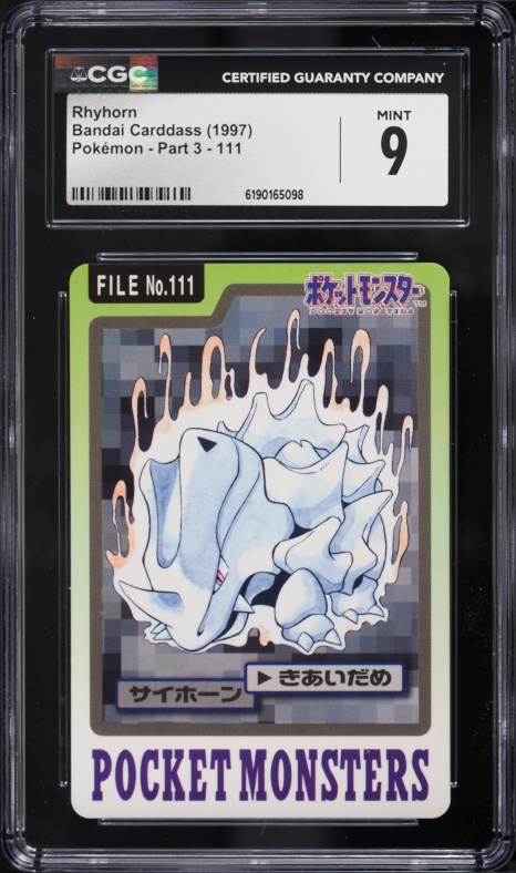 1997 Pokemon Japanese Pocket Monsters Carddass Part 3 Rhyhorn #111 CGC 9 MINT