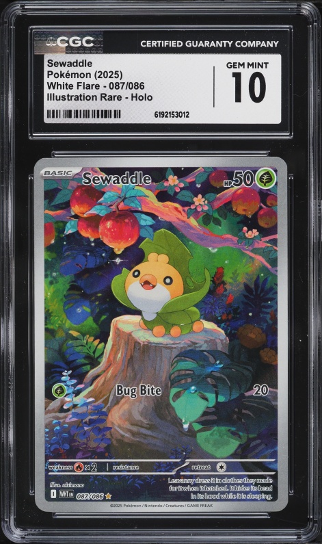 2025 Pokemon Scarlet & Violet White Flare IR Sewaddle #87 CGC 10 GEM MINT