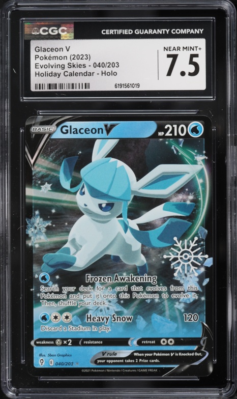 glaceon v pokemon card #175 PSA 10 Raycardza your opponent takes 2 Prize cards Glaceon V - Crown Zenith