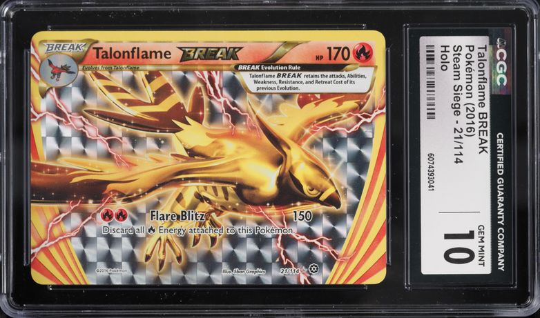 2016 Pokemon XY Steam Siege Holo Talonflame BREAK #21 CGC 10 GEM MINT