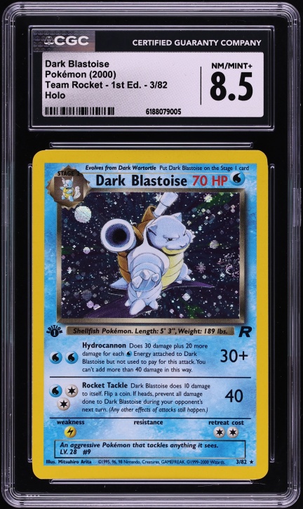 1997 Pokemon Japanese Rocket Gang Holo Dark Blastoise #9 CGC 9