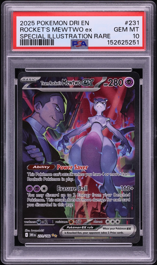 2025 Pokemon Scarlet & Violet Destined Rivals SIR Team Rocket's Mewtwo ex #231 PSA 10 GEM MINT