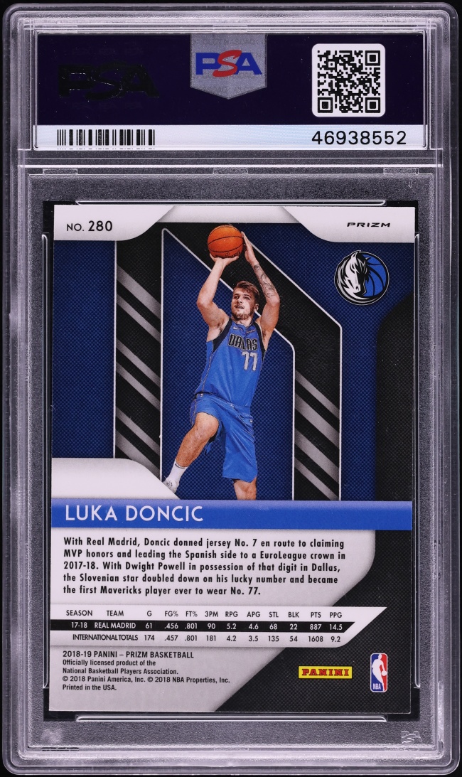 2018 Panini Prizm Silver Luka Doncic ROOKIE #280 PSA 9 MINT