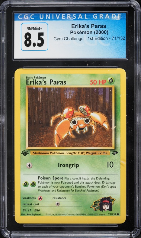 2000 Pokemon Gym Challenge 1st Edition Erika's Paras #71 CGC 8.5 NM-MT+