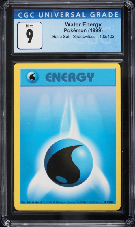 1999 Pokemon Base Set Shadowless Water Energy #102 CGC 9 MINT