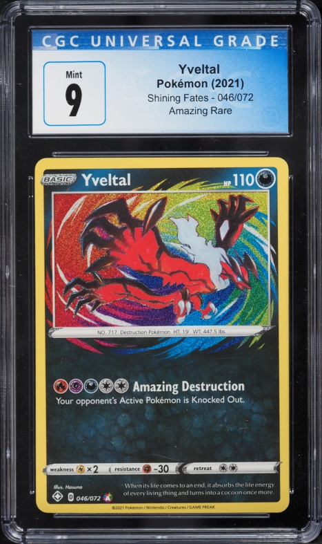 2021 Pokemon Sword & Shield Shining Fates Amazing Rare Yveltal #46 CGC 9 MINT