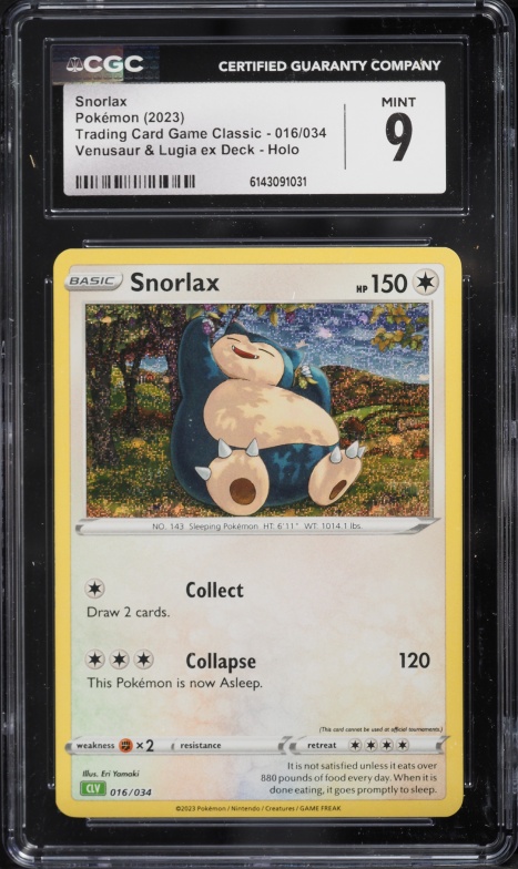 2023 Pokemon SV TCG Classic Venusaur & Lugia ex Deck Holo Snorlax #16 CGC 9 MINT