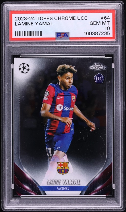 2023 Topps Chrome UEFA Club Competitions Lamine Yamal ROOKIE #64 PSA 10 GEM MINT