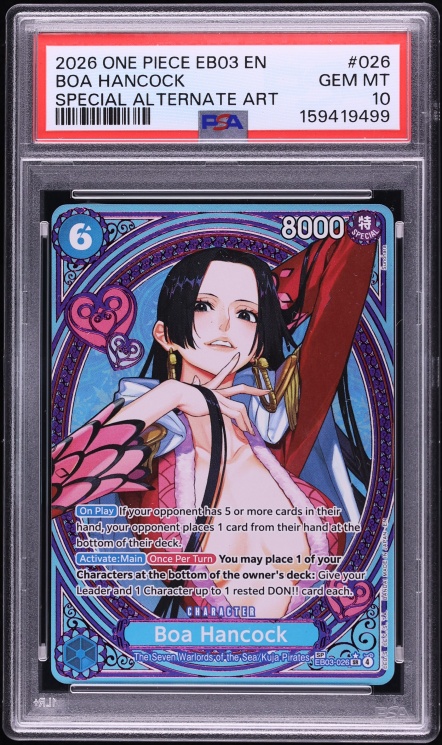 2026 One Piece Extra Booster Heroines Edition SP SR Alt Art Boa Hancock #EB03-026 PSA 10 GEM