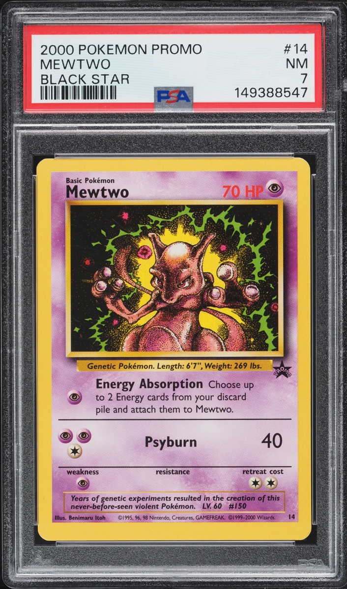 2000 Pokemon Black Star Promo Strikes Back Mewtwo #14 PSA 7 NRMT