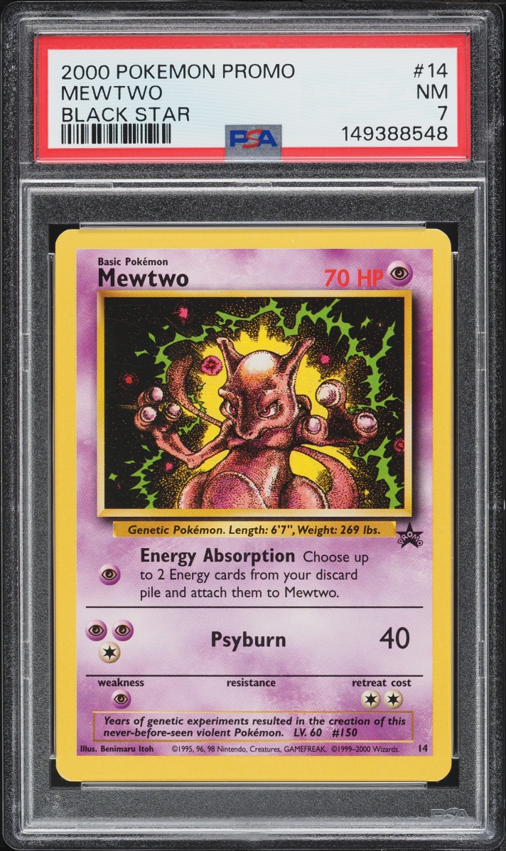 2000 Pokemon Black Star Promo Strikes Back Mewtwo #14 PSA 7 NRMT