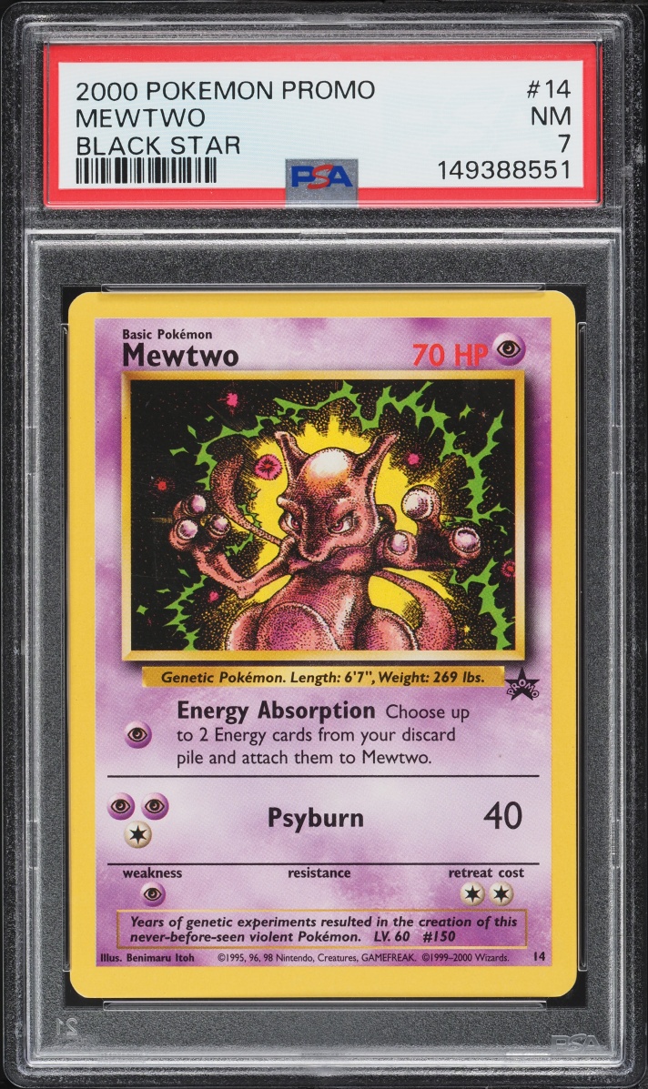 2000 Pokemon Black Star Promo Strikes Back Mewtwo #14 PSA 7 NRMT