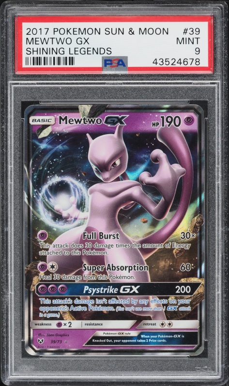 pokemon card mewtwo gx value 2017 S & M Shining Legends 78/73 Secret  Great American Sports Cards (You cant use more than 1 GX attack in a game.) Weakness / Resistance / Retreat Cost Mewtwo Mew GX SM191 Pokmon