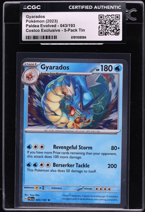2023 Pokemon Scarlet & Violet Paldea Evolved Costco Exclusive Gyarados #43 CGC AUTH