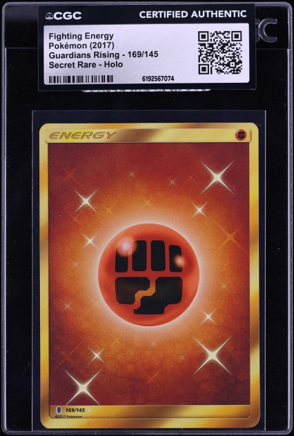 2017 Pokemon Sun & Moon Guardians Rising SEC Fighting Energy #169 CGC AUTH