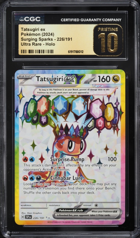 2024 Pokemon Scarlet & Violet Surging Sparks Full Art Tatsugiri ex #226 CGC 10 PRISTINE