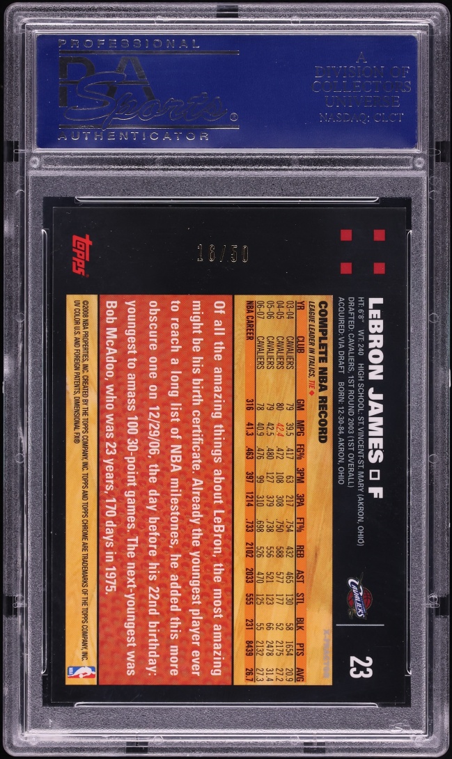 2007 Topps Chrome Xfractor LeBron James /50 #23 PSA 10 GEM MINT