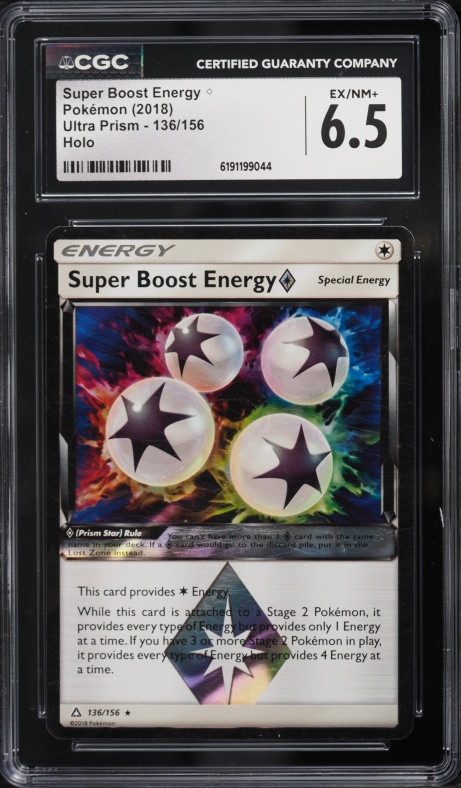 2018 Pokemon Sun & Moon Ultra Prism Holo Super Boost Energy #136 CGC 6.5 EXMT+