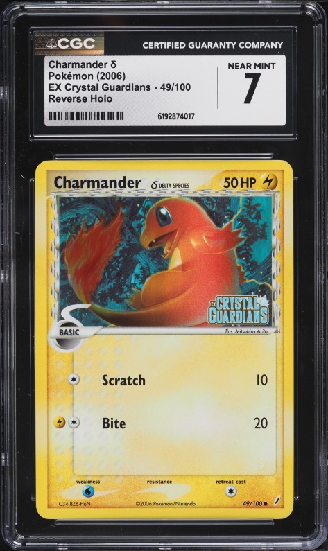 2006 Pokemon EX Crystal Guardians Reverse Holo Charmander #49 CGC 7 NRMT