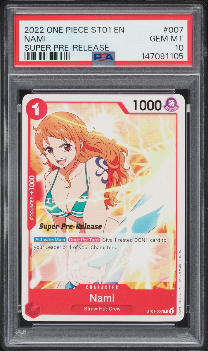 2022 One Piece Straw Hat Crew Super Pre-Release Nami #ST01-007 PSA 10 GEM MINT