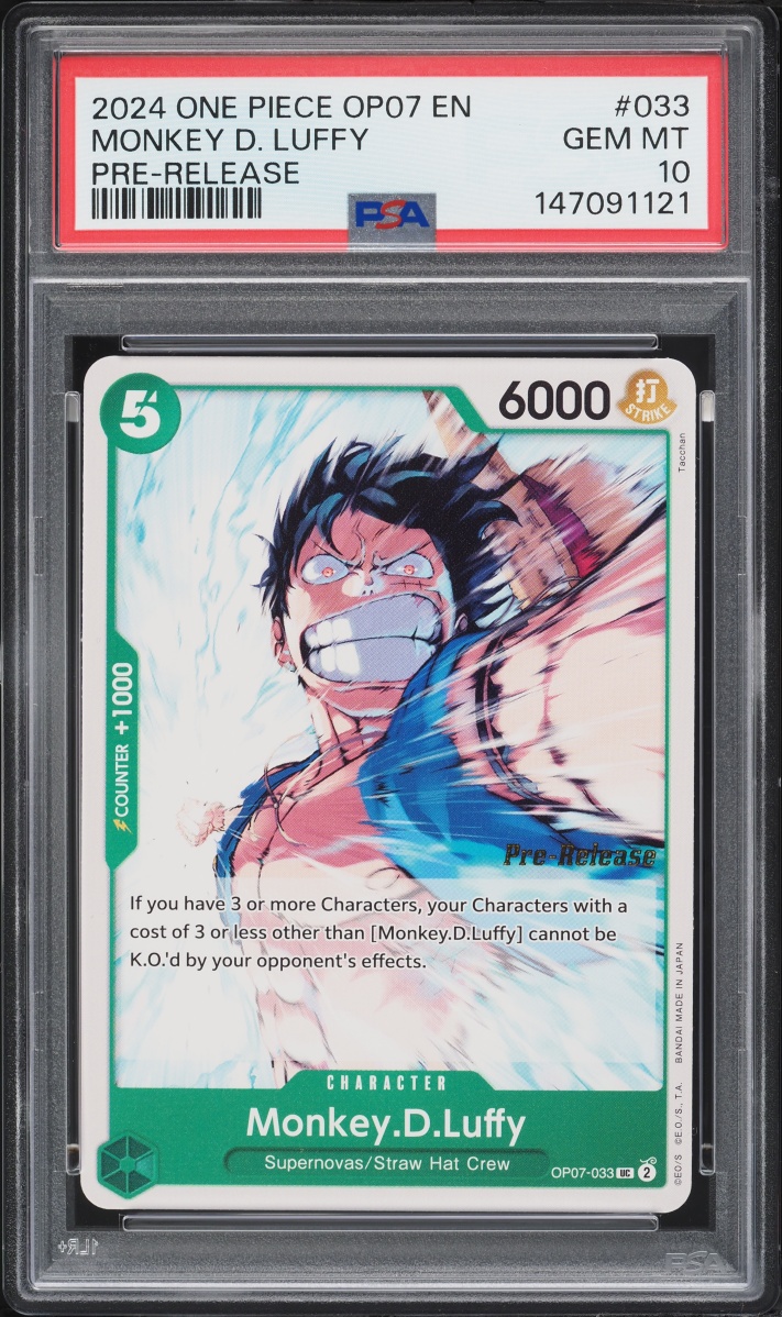 2024 One Piece 500 Years In The Future Pre-Release Monkey D. Luffy #OP07-033 PSA 10 GEM MINT
