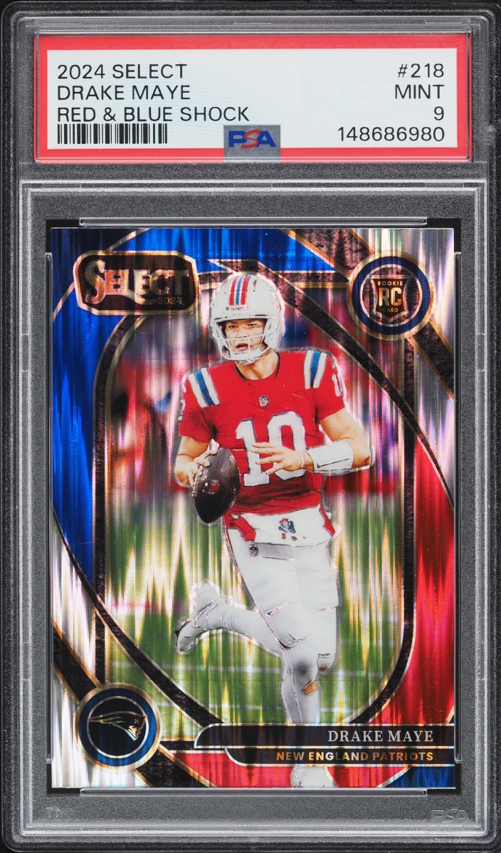 2024 Select Club Level Red & Blue Shock Drake Maye ROOKIE #218 PSA 9 MINT