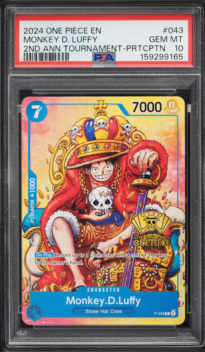 2024 One Piece Promo 2nd Anniversary Tournament Participation Monkey D. Luffy #P-043 PSA 10 GEM