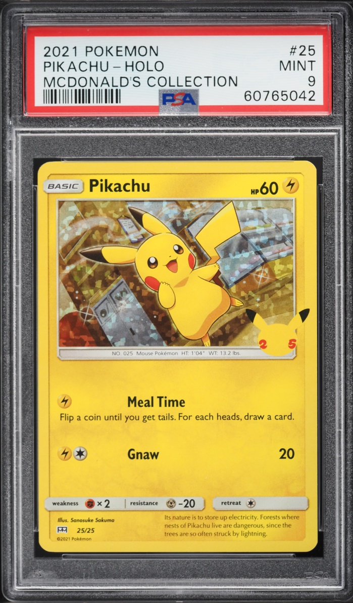 2021 Pokemon Sword & Shield McDonald's Collection Confetti Holo Pikachu #25 PSA 9 MINT